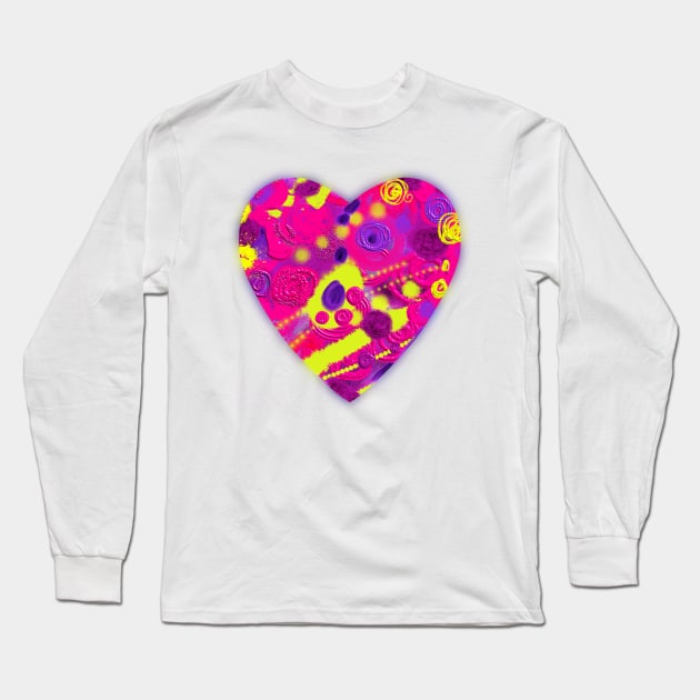 3d Neon heart Long Sleeve T-Shirt by ArtKsenia